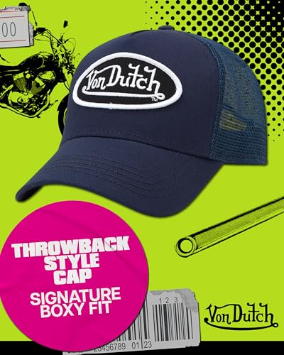 Von Dutch Unisex Trucker Hat, Colorblock, Mesh Back, Curved Bill, Snapback - color: Industrial Blue