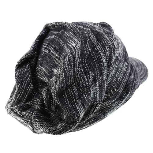 Armycrew Deep Crown Wrinkled Knit Slouch Rasta Beanie Visor - color: Charcoal Marled