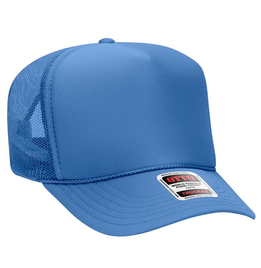 Otto Cap 5-Panel High Crown Mesh Back Trucker Hat - color: Columbia Blue