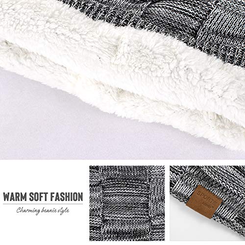 Vgogfly Slouchy Beanie for Men Winter Hats for Guys Cool Beanies Mens Lined Knit Warm Thick Skully Stocking Binie Hat Pairs - color: Light Grey / Wine