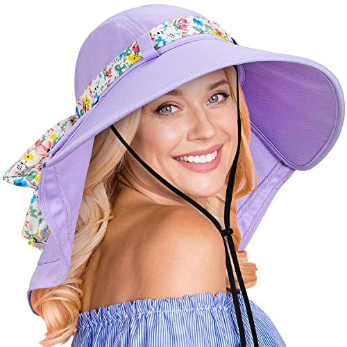 Tirrina Women's Sun Hat Wide Brim, UV Protection Sun Hats for Women - color: Purple