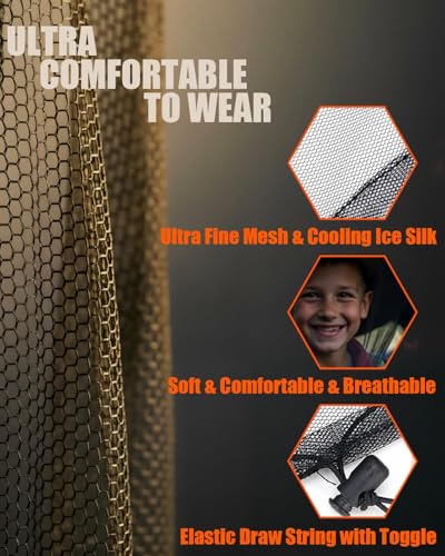 Mosquito Head Net,2 Pack Ultra Fine Ice Silk Cooling Large Long Mesh - color: Blue Black