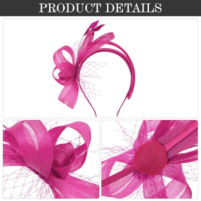 Fascinators Hats for Women, Fascinator Headband Tea Party Hat - color: Hot Pink