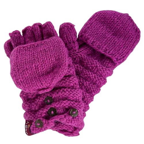 Agan Traders Women's 2026 Winter Mitten Hat Warm Fleece Lined Oversized Thick Chunky Slouchy From Nepal - color: Folding Pink