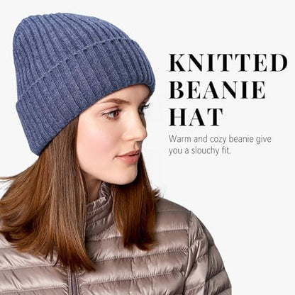 OZERO Winter Beanie for Men Women,Thermal Knit Soft Fleece Lined Hats - color: Navy
