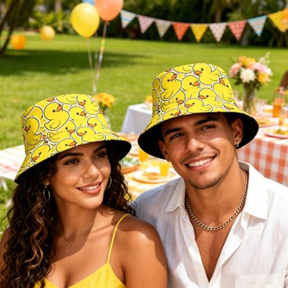 Bucket Hat Funny Duck Fisherman Hat Travel Beach Sun Hat Outdoor Cap for Men Women Adults - color: Cute Ducky