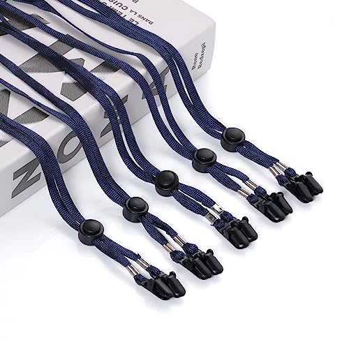 Sucrain 5 Pieces Adjustable Hat Strap Clips Hat Chin Cord for Golfing, Fishing, Boating - color: Deep Blue