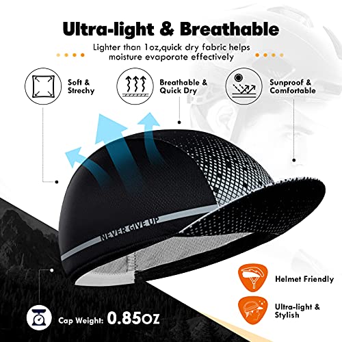 Hikenture Cycling Cap,Cooling Skull Cap Bike Hat with Sun Visor, Summer Breathable Helmet Liner Biking Cap for Men Women - color: Grey Dot