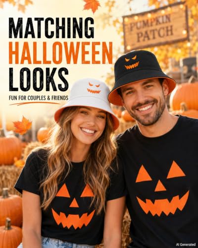 Reversible Halloween Pumpkin Bucket Hat, Cute and Spooky Hat for Adults - color: 2pc-orange/Black&orange/White