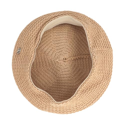 Women Summer Straw Woven Sunhat Classic Beret Artist Painter Sun Hat Cap - color: B Khaki