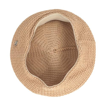 Women Summer Straw Woven Sunhat Classic Beret Artist Painter Sun Hat Cap - color: B Khaki