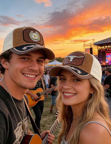 TOPACC Cowboy Hats for Women Western Trucker Hat for Country Concert - color: L Brorn