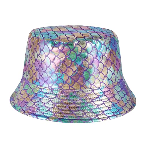 Rave Bucket Hat for Men Women Waterproof Rain Hat Wide Brim Bucket Hat Metallic Party Hats - color: B6