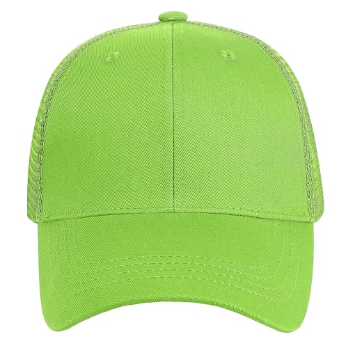 Falari Trucker Hat Baseball Cap Structured Plain Design 6 Panel, Adjustable Size - color: 1pk Light Green