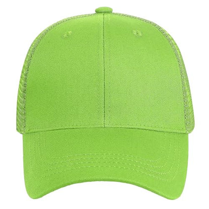 Falari Trucker Hat Baseball Cap Structured Plain Design 6 Panel, Adjustable Size - color: 1pk Light Green