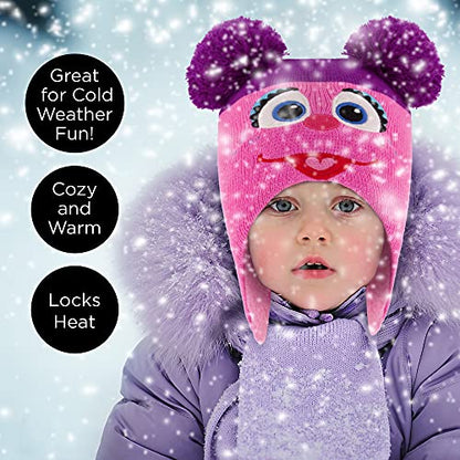 Sesame Street Girls' Winter Hat and Mittens Set, Abby Cadabby Beanie for Ages 2-4 - color: Dark Pink