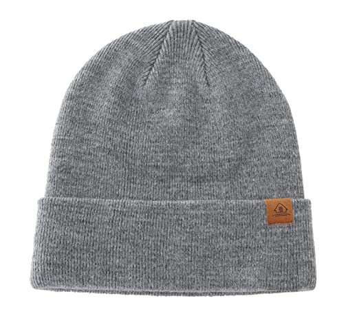 Home Prefer Mens Winter Hats Acrylic Knit Cuff Beanie Cap Warm Womens Beanie Hat - color: Light Grey