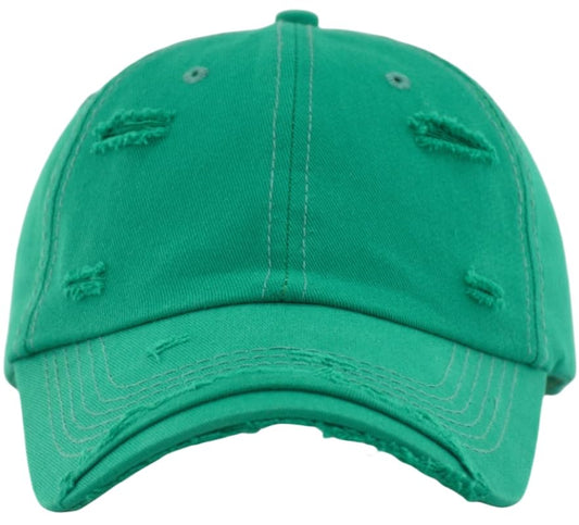 TSSGBL Unstructured Distressed Baseabll Cap Cotton Soft Dad Hat Adjustable Low Profile Headwear Ball Caps for Women Men - color: Distressed Kelly Green, size: Medium-Large
