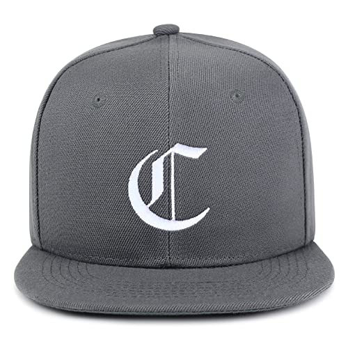 JPAK Old English Letter C Hip-Hop Snapback Hat Embroidered Baseball Cap English Alphabet - color: 03. Dark Grey