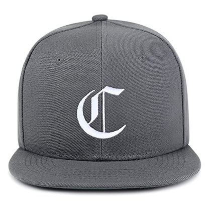 JPAK Old English Letter C Hip-Hop Snapback Hat Embroidered Baseball Cap English Alphabet - color: 03. Dark Grey