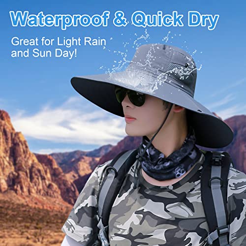 HUAMULAN Men Women 6" Wide Brim Sun Protection Hat Summer Fishing Hats - color: A1-darkgray