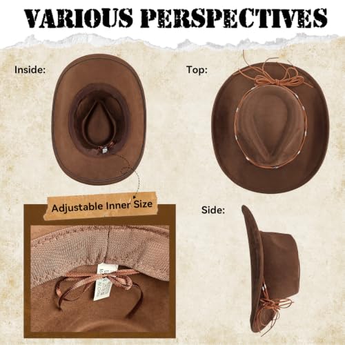 Western Cowboy Hat for Women, Shapeable Wide Brim Classic Cowgirl Hat - color: Color 3