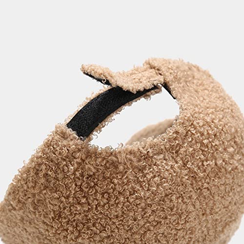 Winter Baseball Cap for Women Lamb Wool Solid Color Warm Baseball Cap for Outdoor Travel - color: B Beigegreen