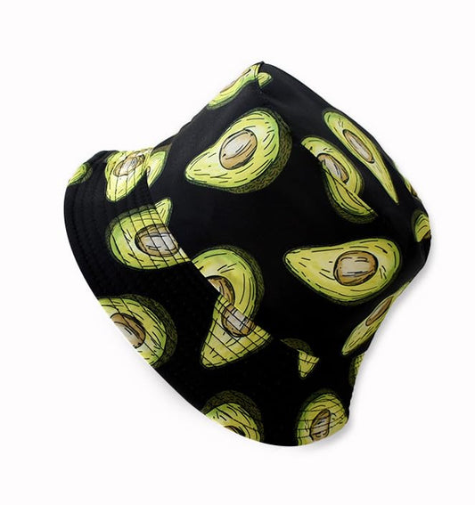 Unisex Reversible Bucket Hat, Avocado, Packable Lightweight, Summer Beach Sun Hat - color: Black