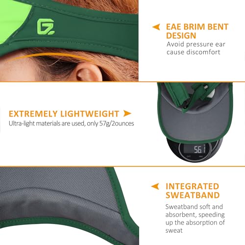 GADIEMKENSD Foldable Sun Visor Hat UPF 50+ Lightweight Adjustable - color: Bright Green Dark Green