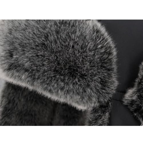 Men Russian Cossack Ushanka Trapper Hat Suede Faux Fur Hunter Hat Thick Furry Trooper Hat with Earflaps Skiing Cap - color: Black
