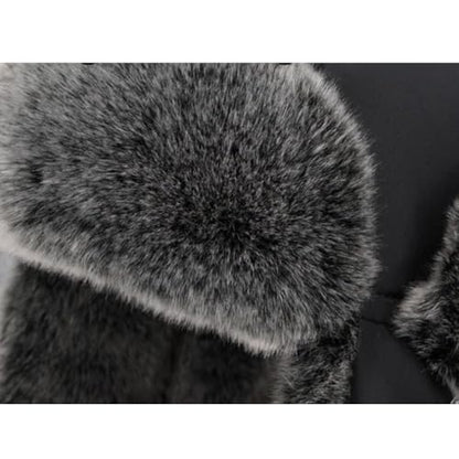 Men Russian Cossack Ushanka Trapper Hat Suede Faux Fur Hunter Hat Thick Furry Trooper Hat with Earflaps Skiing Cap - color: Black