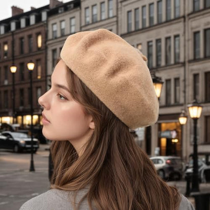 Women's Wool Beret: 70% Wool French Hat for Daily, Lightweight & Chic Berets for Women - color: Camel