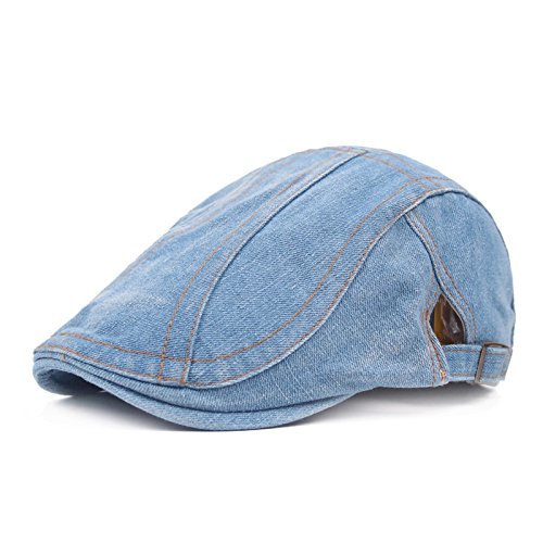 Newsboy Hats Flat Ivy Gatsby Cabbie Driving Denim Berets Cap for Men Women - color: Light Blue