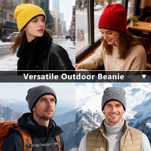 ZOORON Reversible Skull Caps for Men Women Reversible Beanie with -Double Side Warm Winter Fisherman Beanie - color: A-2pack-black/Orange+black/Beige