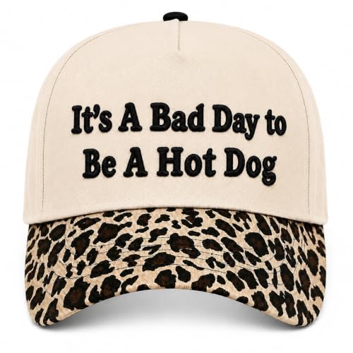 Embroidered Trucker hat for Women Men Baseball Hat Adjustable Unisex Cotton for Soccer Supporters - color: It's a Bad Day to Be a Hot Dog Leopard Print