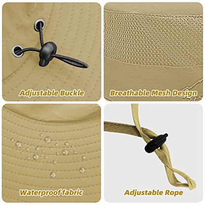 Fishing Hat for Men Sun Protection Hat with Removable Neck Flap Face Cover - color: Khaki