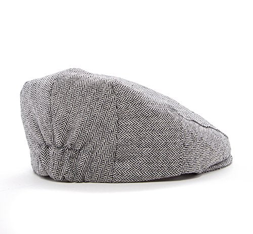Born to Love Flat Scally Cap Boy's Tweed Page Boy Newsboy Baby Kids Driver Cap Hat - color: Grey and Black Logo, size: Small
