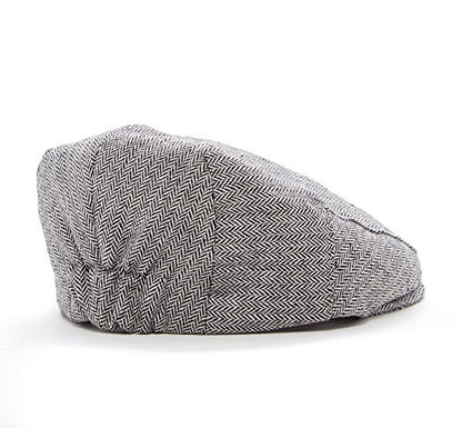 Born to Love Flat Scally Cap Boy's Tweed Page Boy Newsboy Baby Kids Driver Cap Hat - color: Grey and Black Logo, size: Small