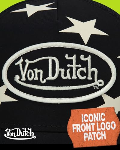 Von Dutch Unisex Americana Star Trucker Hat, Mesh Back, Snap-Back - color: Black Star