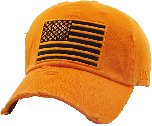 KBETHOS Flag USA America Military Thin Blue Line Thin Red Line Vintage Distressed Baseball Cap Dad Hat Unisex Adjustable… - color: Orange Tactical Operator Classic