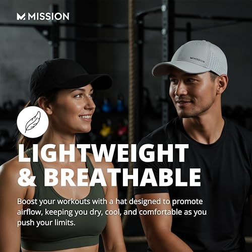 MISSION Cooling Vented Performance Hat Unisex Cap for Workouts, Golf & Running, Sweat & Water Activated Technology - color: Alloy Heather