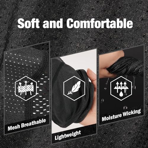 MELASA Cooling Skull Cap Helmet Liner with Ear Flaps, Breathable Mesh - color: Black & Black