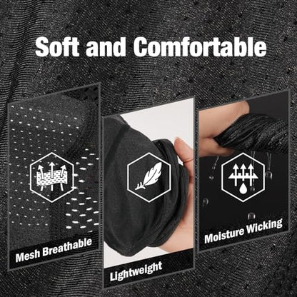 MELASA Cooling Skull Cap Helmet Liner with Ear Flaps, Breathable Mesh - color: Black & Digital Camo