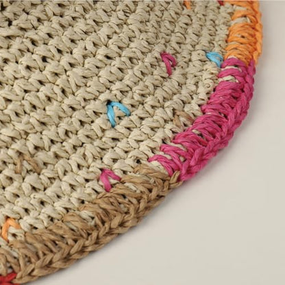 Women Straw Sun Hat Summer Beach Hats Foldable Floppy Cap Wide Brim Bucket Hat Solid Handmade Sun Protection Caps - color: Colorful-beige