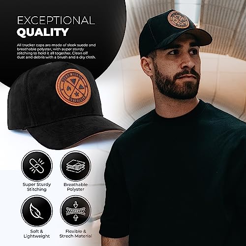 Urban Effort Trucker Hat for Men & Women, Mesh Back Baseball Cap, 5 Panel - color: Black, style: Classic Snapback