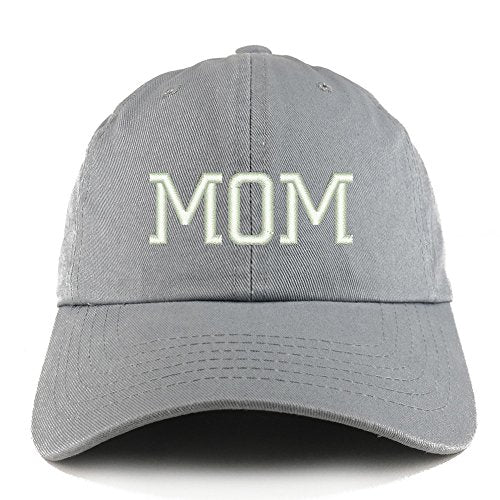 Trendy Apparel Shop Mom Embroidered Low Profile Soft Cotton Dad Hat Cap - color: Grey