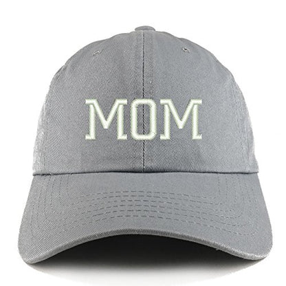 Trendy Apparel Shop Mom Embroidered Low Profile Soft Cotton Dad Hat Cap - color: Grey