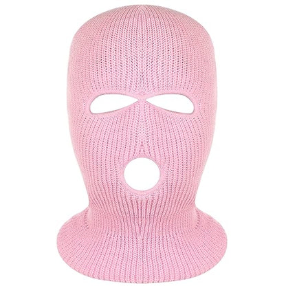 3-Hole Full Face Mask Cover Ski Mask Winter Balaclava Cap - color: Pink