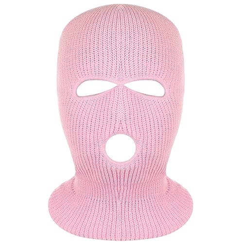 3-Hole Full Face Mask Cover Ski Mask Winter Balaclava Cap - color: Pink