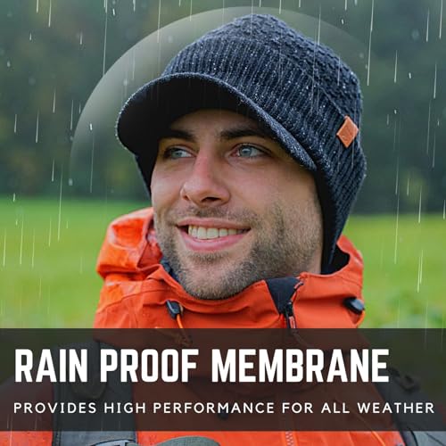 TOP-EX DryKnit™ 50% Merino Wool Waterproof Brim Beanie, Polartec™ Lined - color: Updated Black (Waterproof), size: Medium-Large